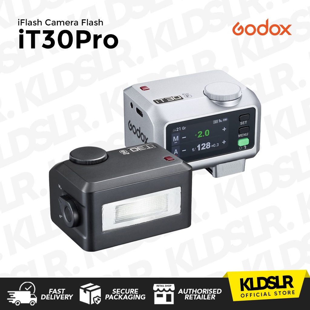 Godox iT30Pro iFlash TTL Mini Camera Flash สําหรับ Canon/ FUJIFILM / Sony (สีดํา/เงิน)