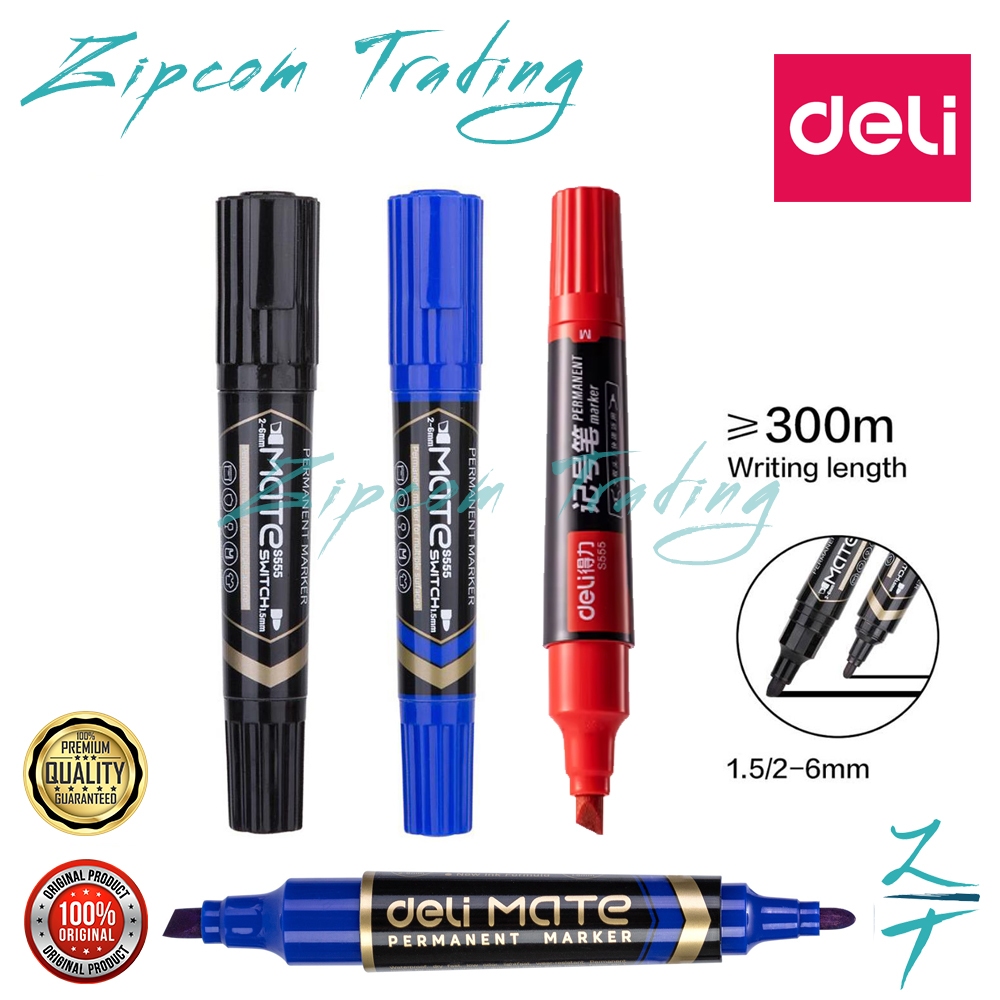 Deli S555 ปากกามาร์กเกอร์ถาวรสองหัว (1.5 มม. - 6 มม.)