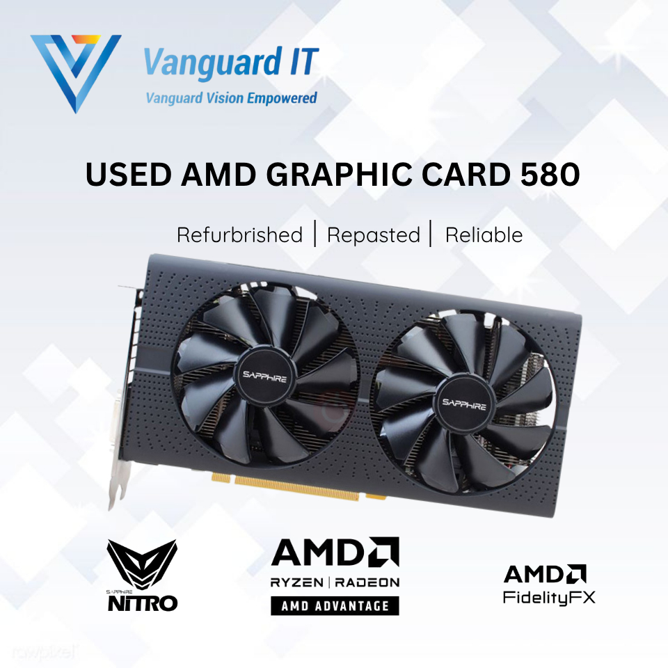 กราฟิกการ์ดมือสอง Sapphire Nitro+ RX580 8GB (GPU) AMD RADEON GPU Sapphire Nitro+ RX580 8GB