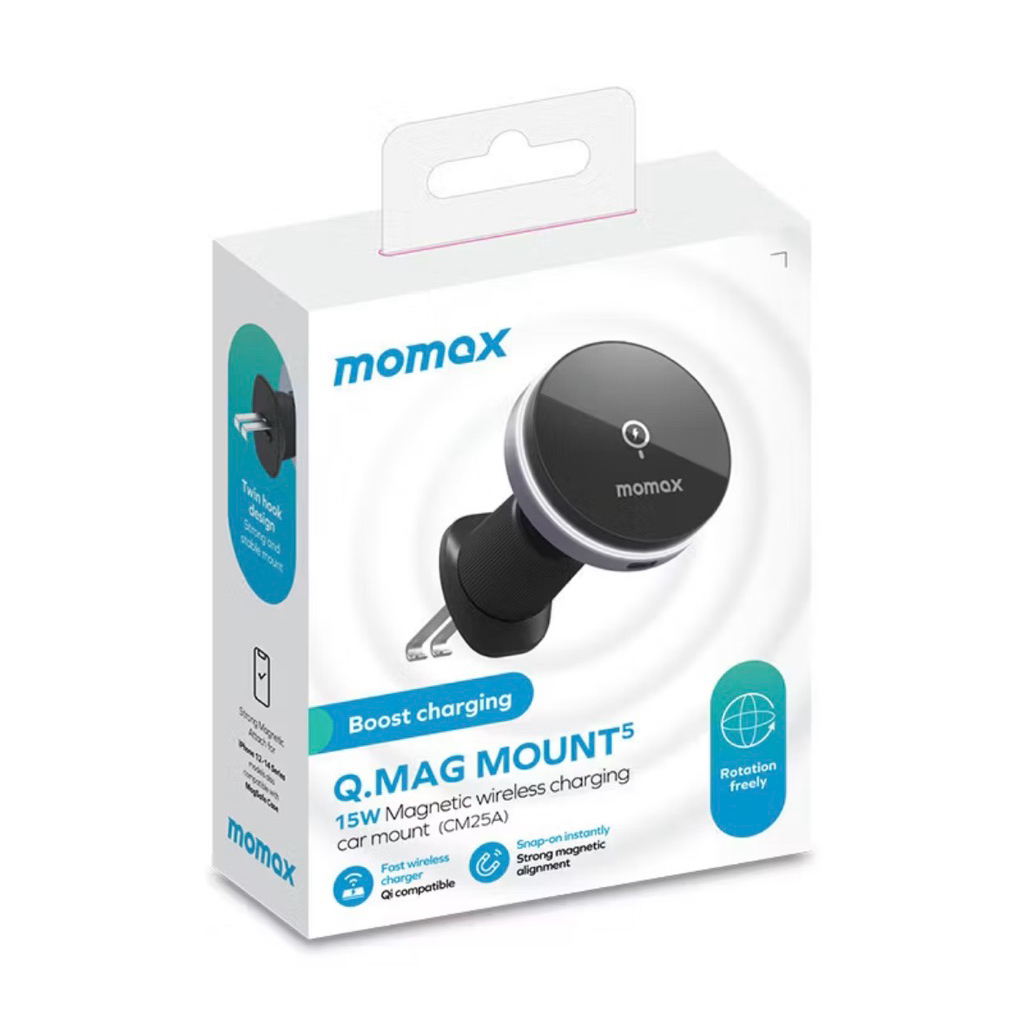 Momax Q.Mag MOUNT5 15W Magnetic Wireless Car Charger Phone Mount Holder Air Vent