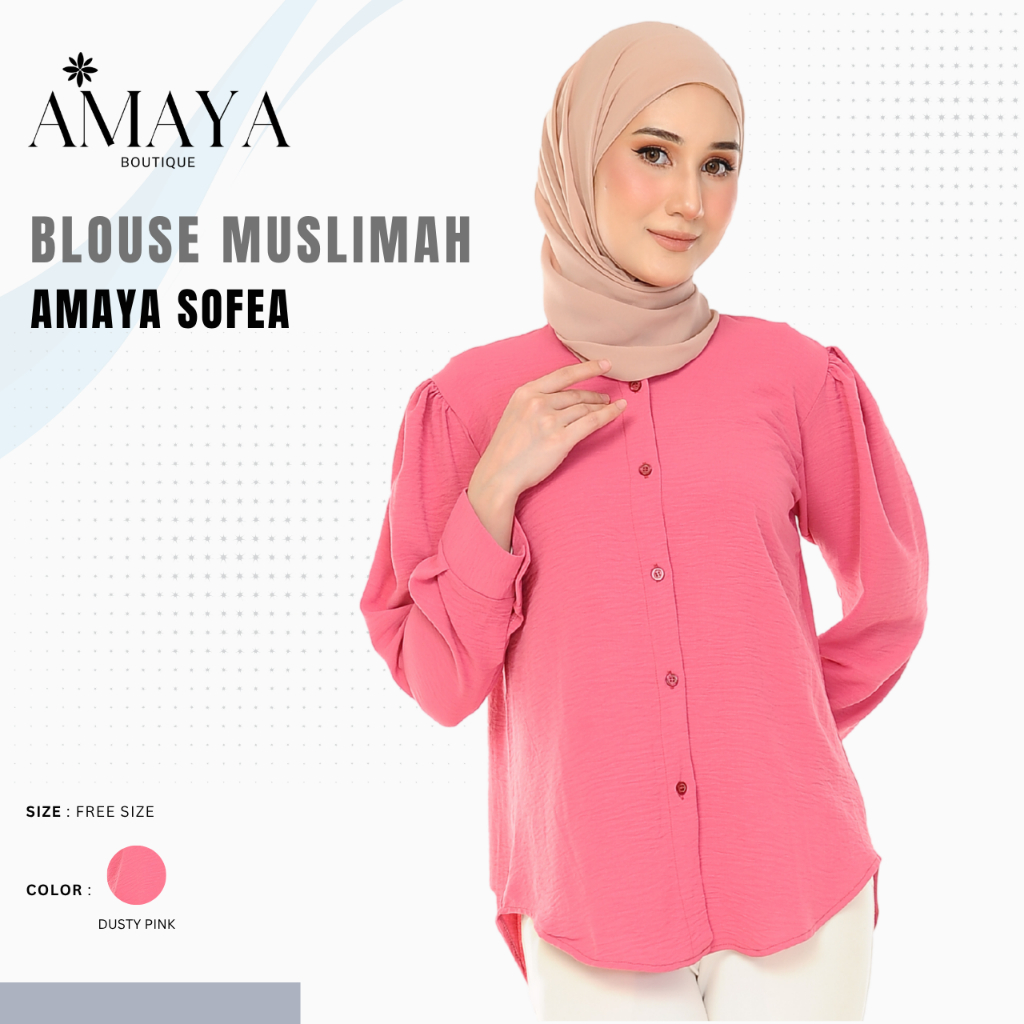 Amaya Boutique – เสื้อมุสลิมสําหรับ Harian Women tops เสื้อ causal Official Dusty Pink