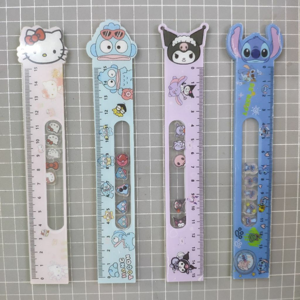 123 KT, Kuromi, Capybara, Chiikawa และผองเพื่อน ไม้บรรทัดขนาด 15 ซม. พร้อมหัวกลิ้ง