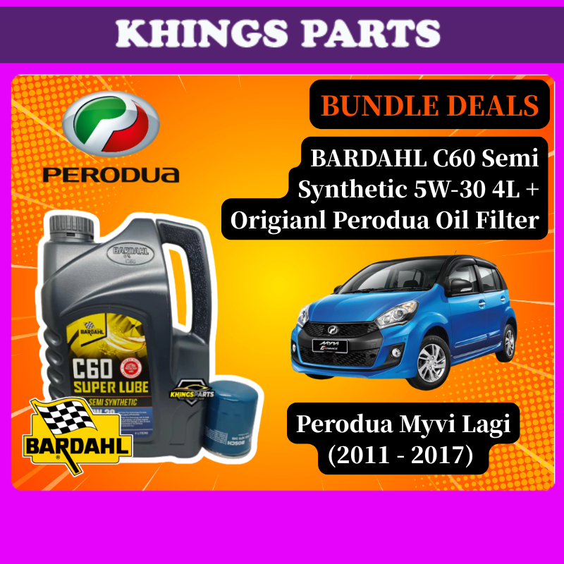 Perodua Myvi Lagi Best Engine Oil Package BARDAHL C60 Semi Synthetic 5W30 4L + BOSCH กรองน้ํามัน