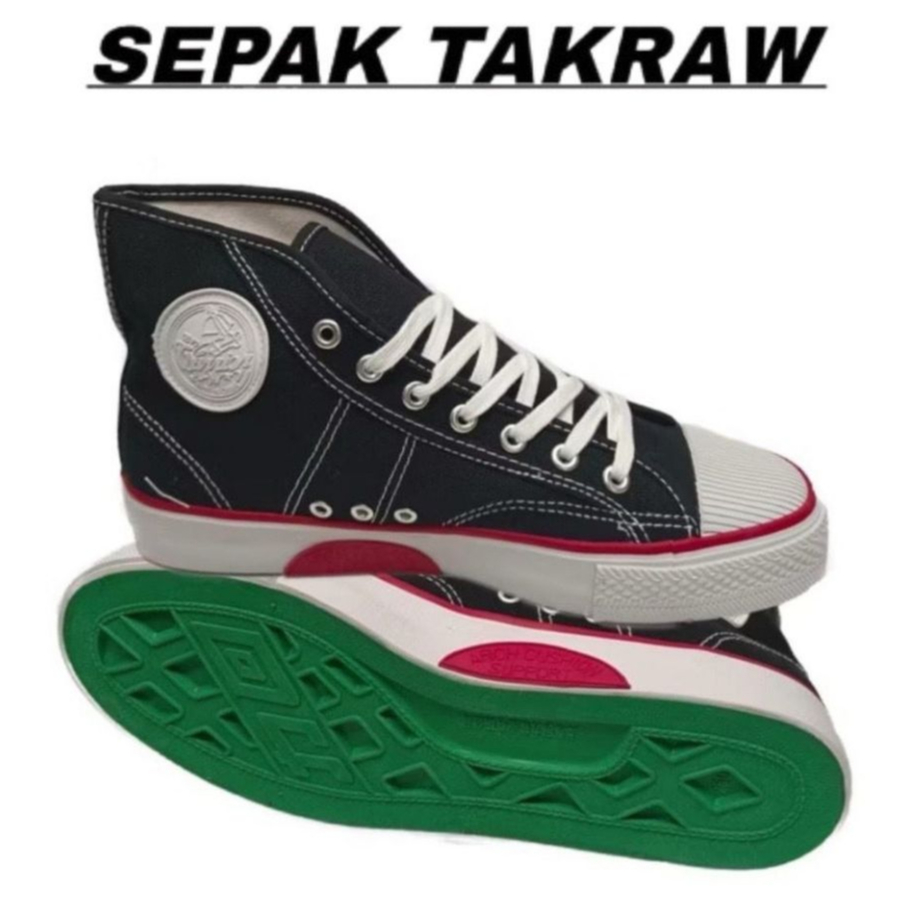 [ขนาด 39-44] The Warrior Classic High Cut Kasut Tak Kasut Sepak Tak Hitam The Warrior รองเท้าลําลองสีดํา