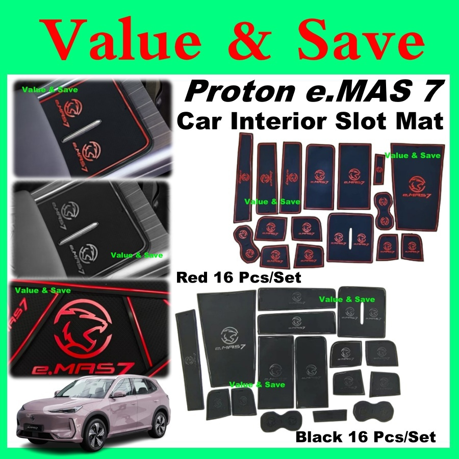 Proton e.MAS 7 Slot Mat Anti Slip Anti ฝุ่นลิ้นชักภายในรถ Slot Mat ถังยางรถอุปกรณ์เสริม emas7