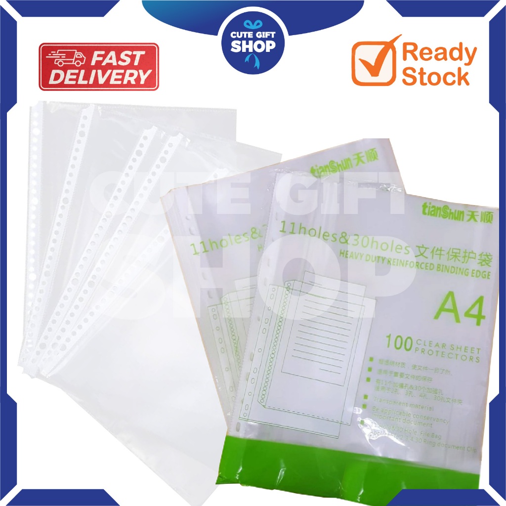 [MNT] TS CLEAR SHEET PROTECTORS 100 ชิ้น A4 saiz ( 304A/307A )