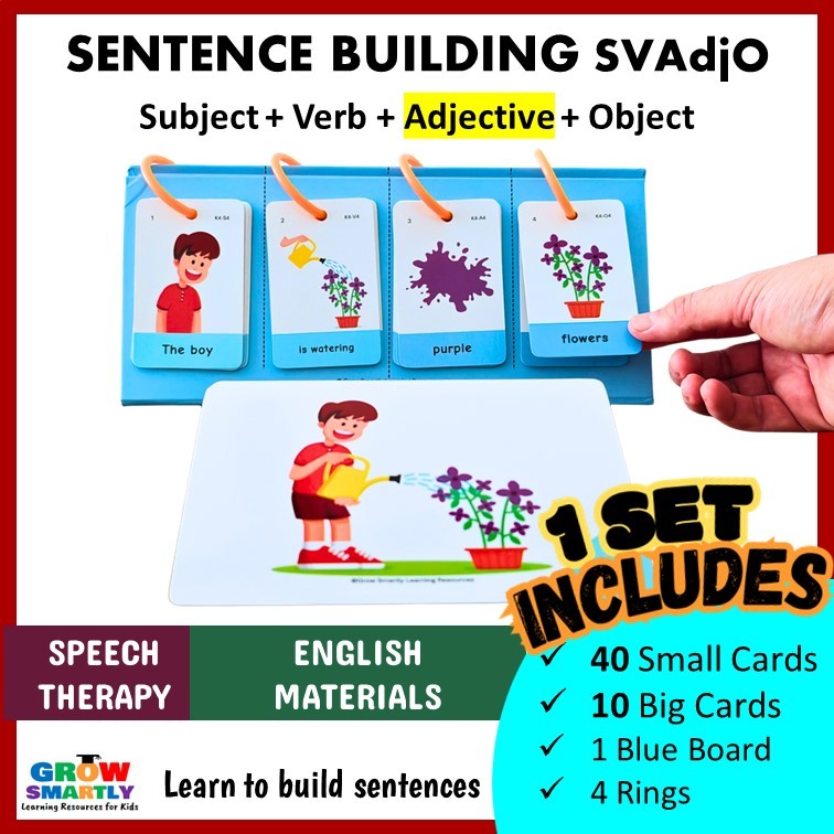 *ใหม่* อาคารประโยคภาษาอังกฤษ SVadjO Adjectives Speech Delay Speech Therapy การศึกษาพิเศษ