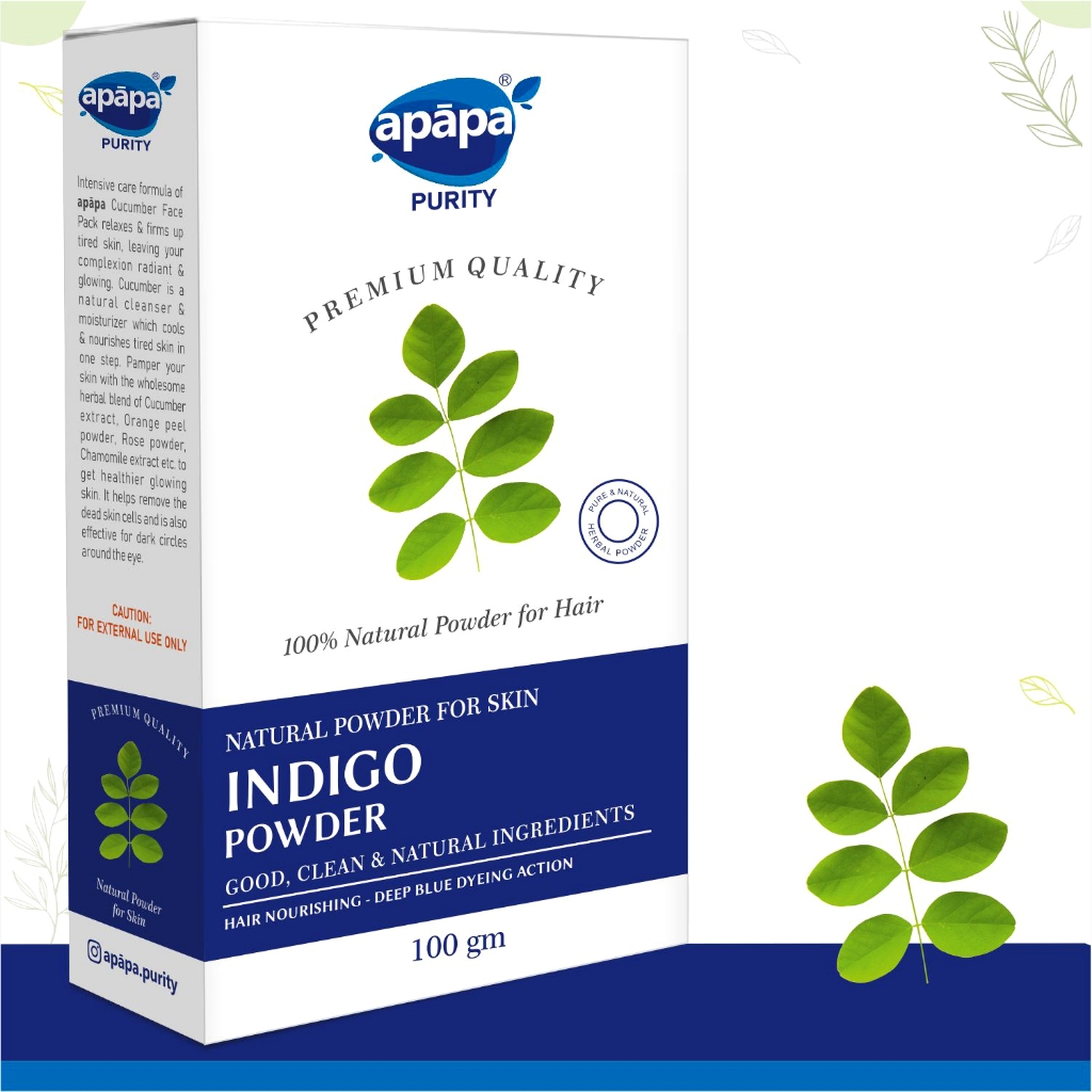 Apapa HAIR NOURISHING INDIGO POWDER สําหรับผู้ชายและผู้หญิง | แอ็คชั่นสีน้ําเงินเข้ม | เป็นธรรมชาติแ
