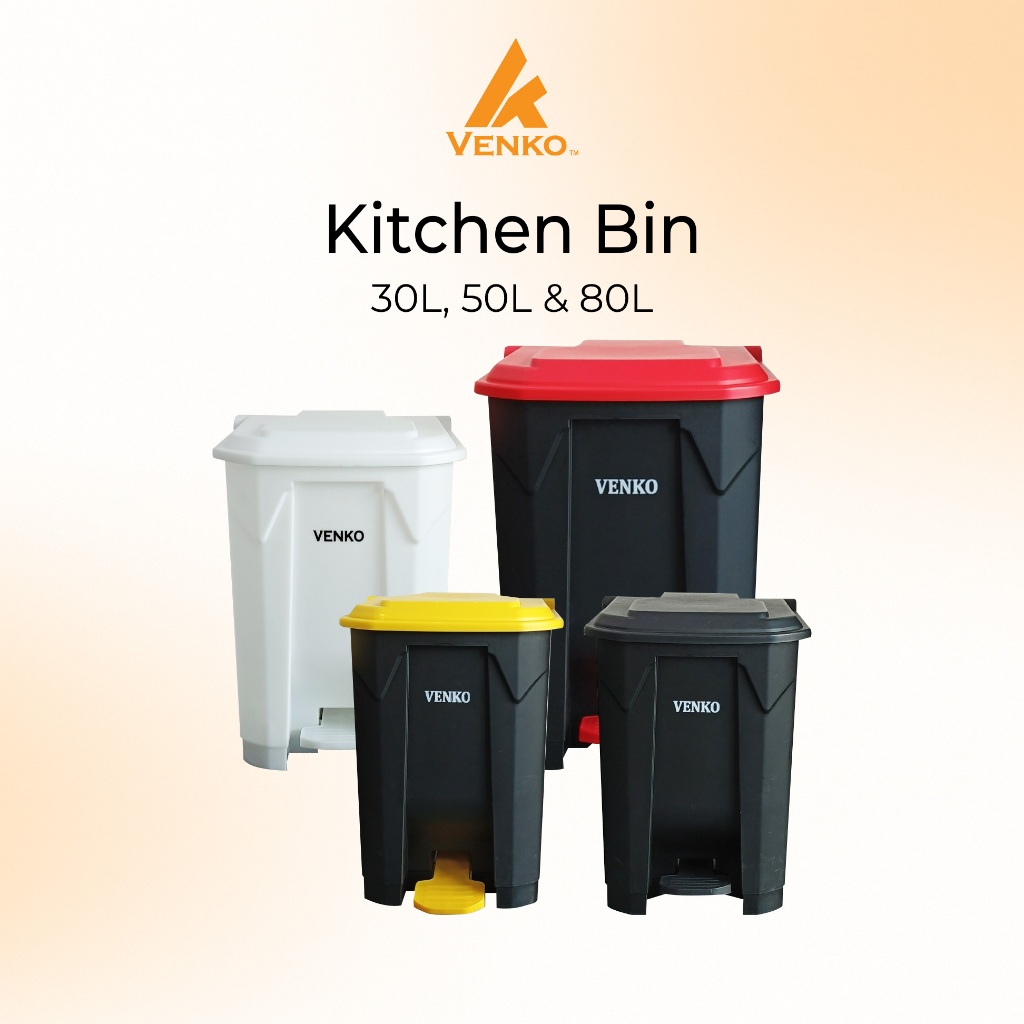 [30L / 50L / 80L] Venko Kitchen Bin พร้อมแป้นเหยียบ / ถังขยะในครัวพร้อมแป้นเหยียบ