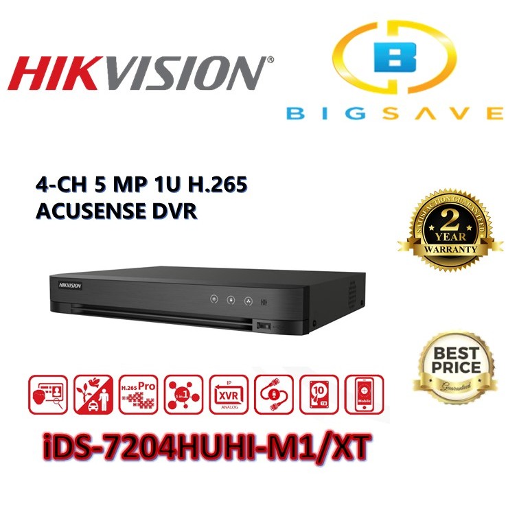 HIKVISION 4CH / 4 CHANNEL iDS-7204HUHI-M1/XT 4-CH 5 MP 1U H.265 ACUSENSE DVR
