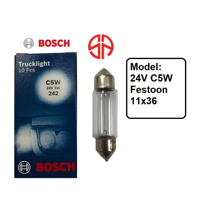 24V C5W 5W Bosch SV8,5-8 1987302507 หลอดไฟ Trucklight Festoon Bulb Dashboard License Number Plate Re