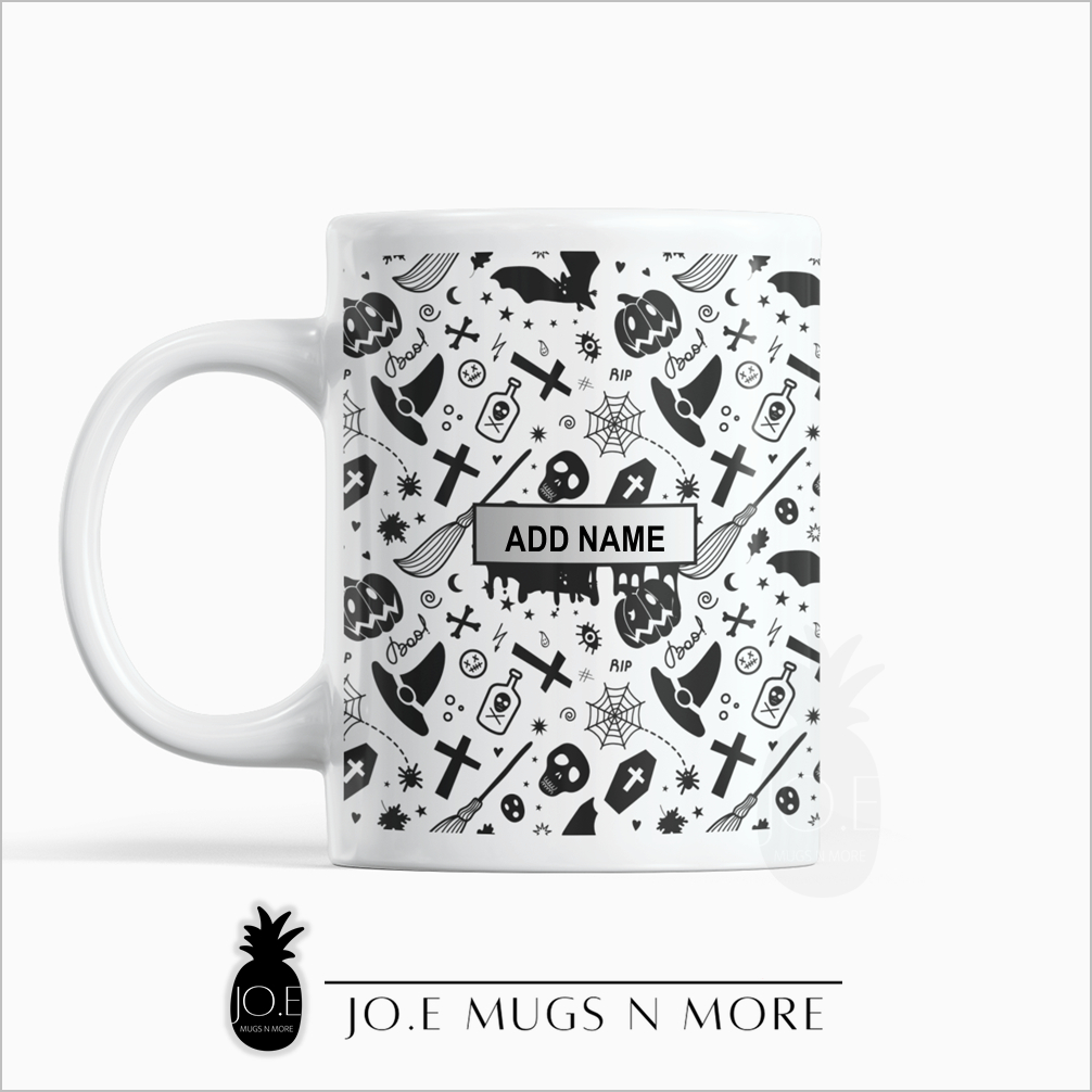 M398 JO.E CUSTOM NAME HALLOWEEN PRINT 7 แก้ว. ถ้วย. ส่วนตัว.