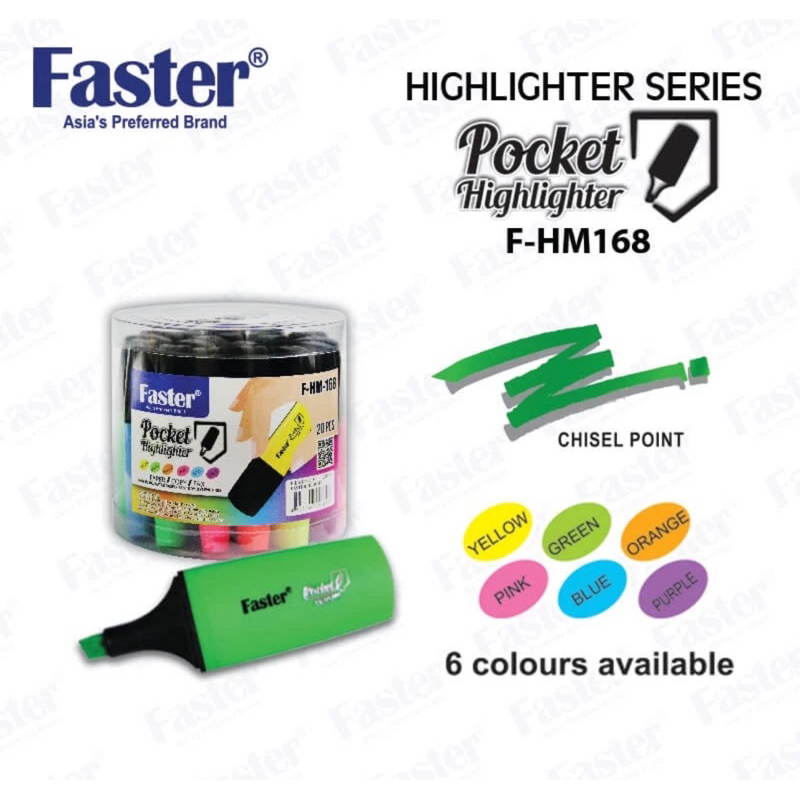 Faster F-HM168 ปากกาเน้นข้อความพกพา 0.6 มม.-5.2 มม. (1 ชิ้น)👍👍