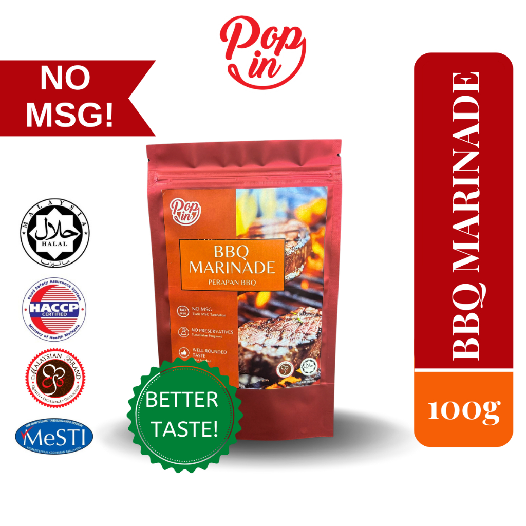 Pop-In BBQ Marinade Powder Real Premium Seasoning ไม่มีผงชูรสฮาลาล (100g/1kg)