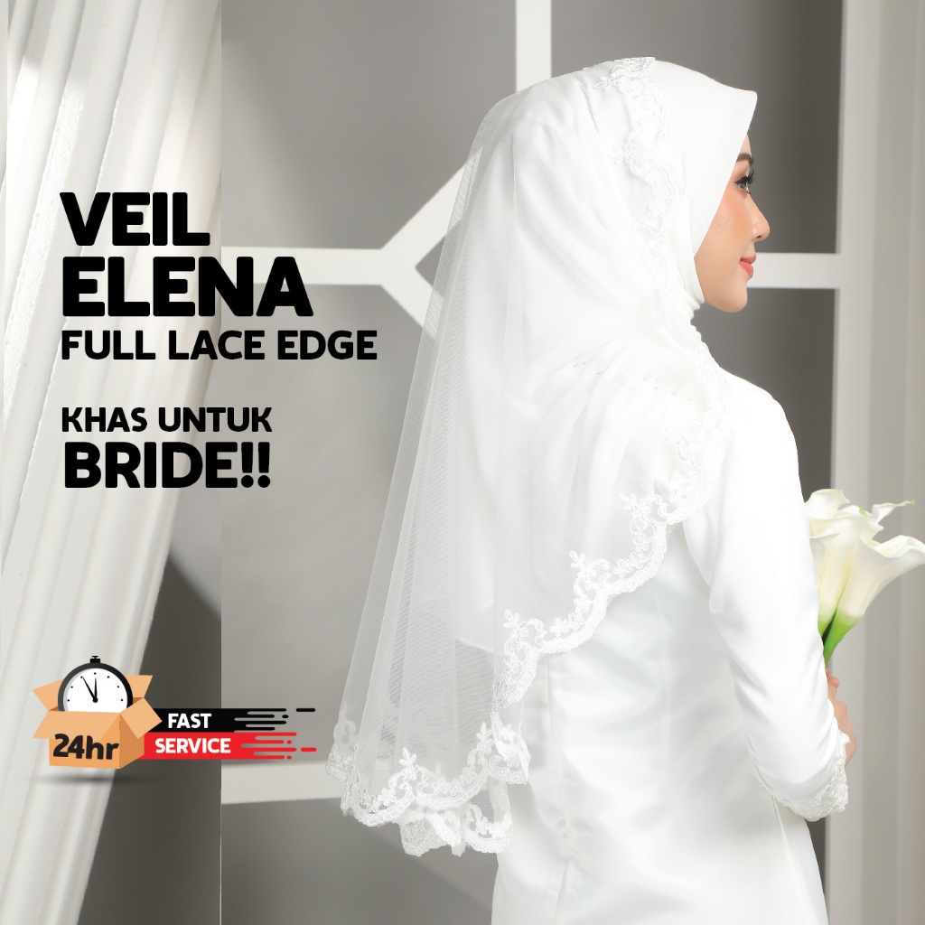[ELENA VEIL] Bridal Veil, Veil Nikah, Bride Veil, Veil Minimalist, Veil Putih OFF WHITE