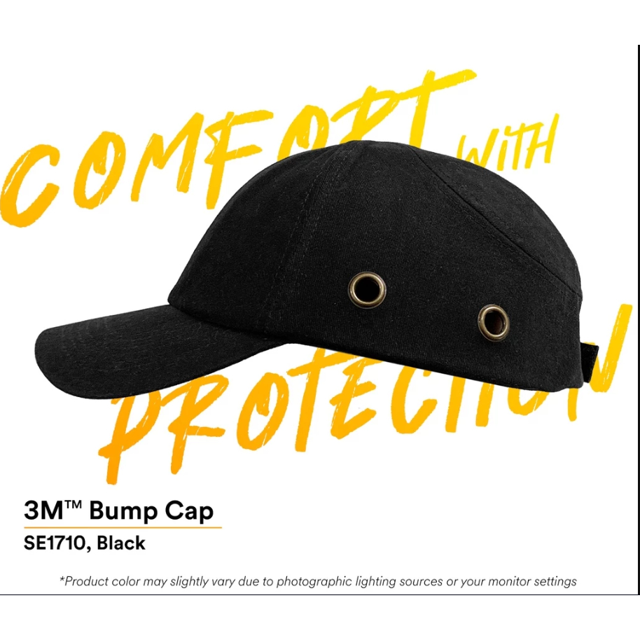 3MTM SE1710 Bump Cap สําหรับการใช้งาน Low Risk EN812 - ฝาครอบป้องกัน Risk สีดํา [ 1 หน่วย] SH_ EMD_