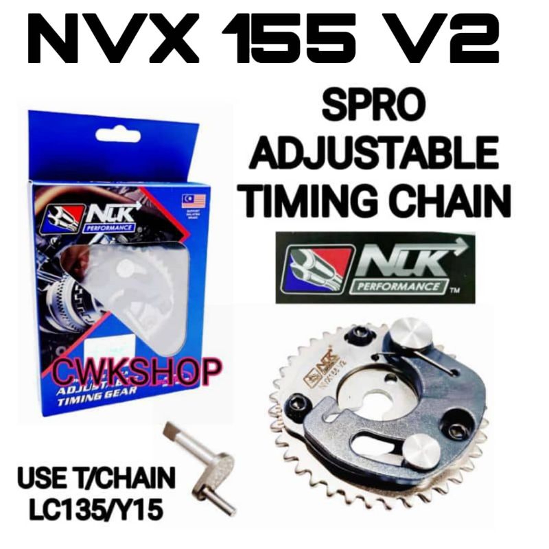 NLK TIMING GEAR NVX155 V2 ADJUSTABLE พิเศษ 38T +DECOMP PIN ใช้ LC TIMING CHAIN NLK PERFORMANCE