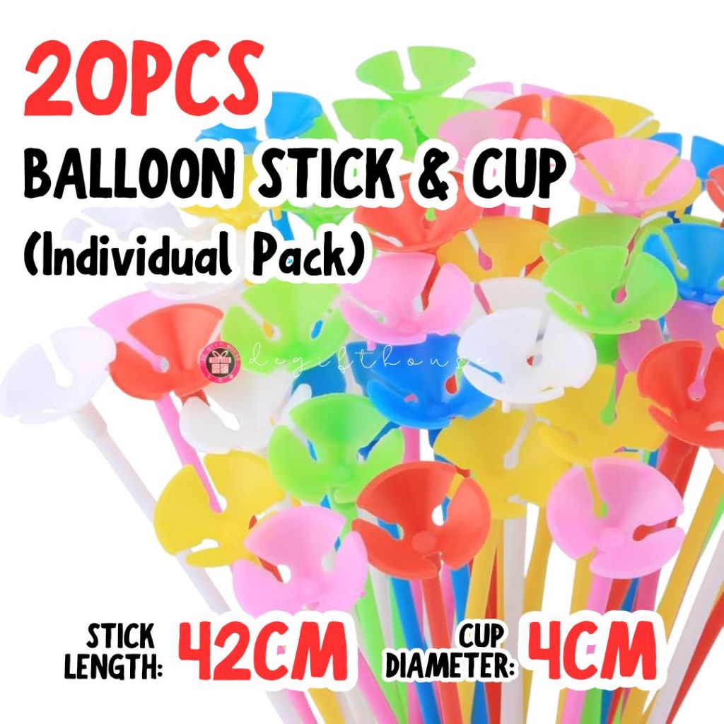 20pcs Batang Belon Plastik 40 cm Balloon Stick Colourful Balloon Stick for Latex Balloon Batang Belo