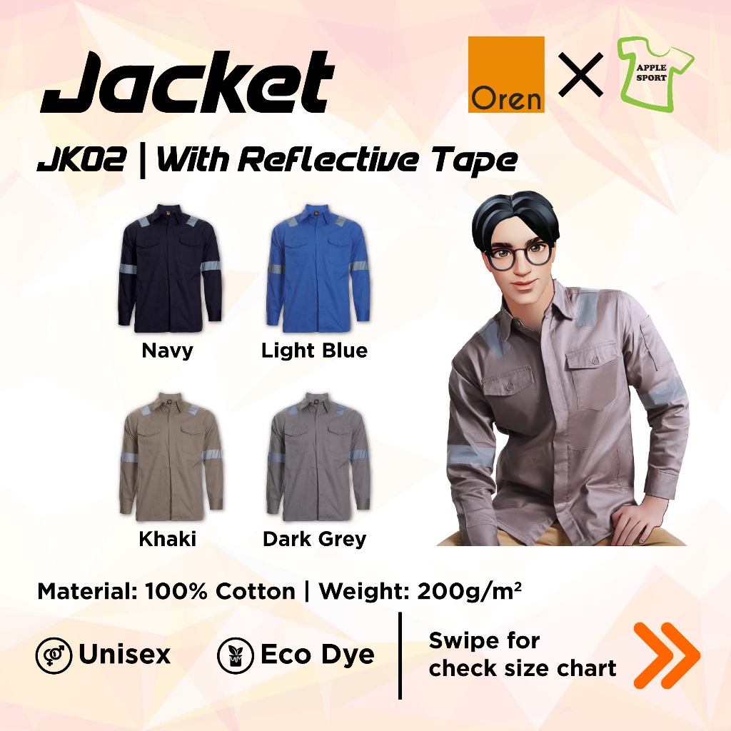 Oren Sport Industrial Workware Jacket พร้อมเทปสะท้อนแสง - JK02