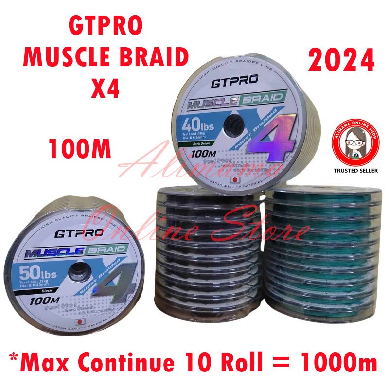 GTPRO MUSCLE X4 BRAIDED LINE 100M MAX SAMBUNG 1000M GT PRO