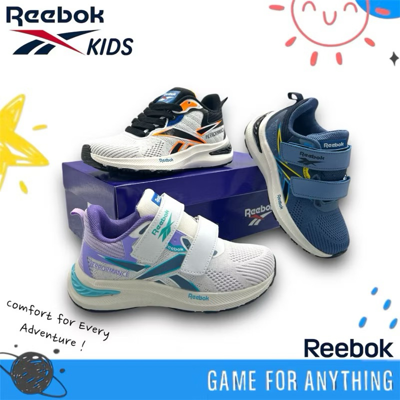 Reebok รองเท้าวิ่งเด็ก Velcro & Laces รองเท้าวิ่งกีฬา Kasut Sport Budak Reebok Ringan คุณภาพ