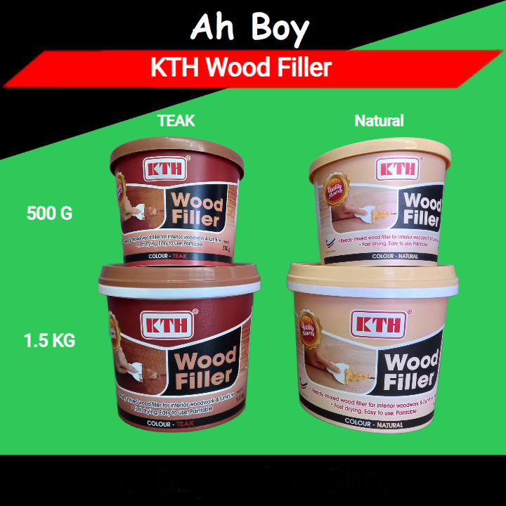 KTH Wood Filler | การเติมรอยแตกและหลุมสําหรับไม้ | Penampal Lubang Kayu ( ธรรมชาติ / ไม้สัก )( 500 G