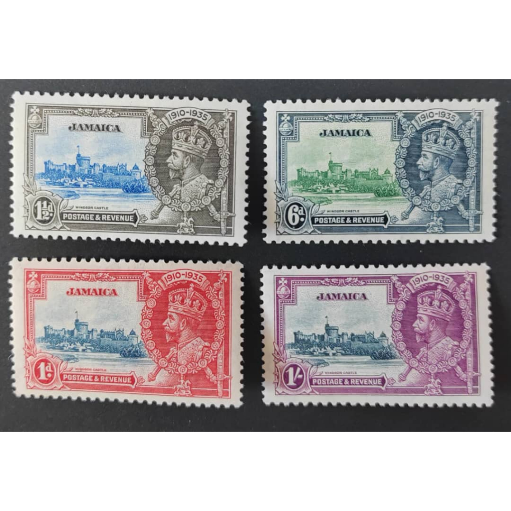 JAMAICA, 1935 ลายท้องถิ่น, King George V, MINT, COMPLETE SET, FOXING & HINGED