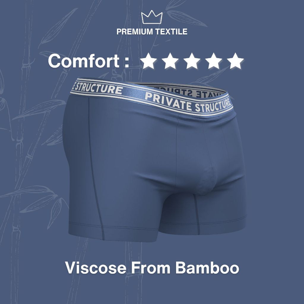 ชุดชั้นในชายโครงสร้างส่วนตัว ลาย้เหนียว จาก Bamboo Boxer Brief - Citadel Blue 4380