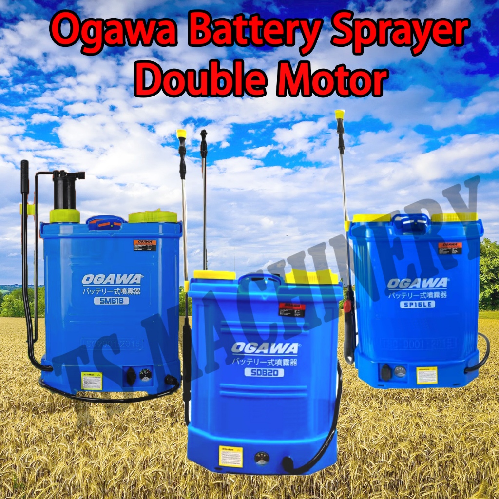 Ogawa แบตเตอรี่ Knapsack Sprayer ปั๊มคู่ Mesin Racun แบตเตอรี่ Charger เปลี่ยนแบตเตอรี่ Sprayer เครื