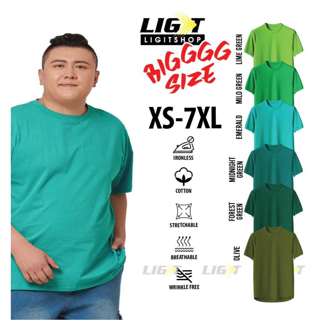 BIG SIZE คอกลมผ้าฝ้ายธรรมดา 7XL, 5XL, 3XL PLUS SIZE ขนาดใหญ่ Baju Cotton Roundneck