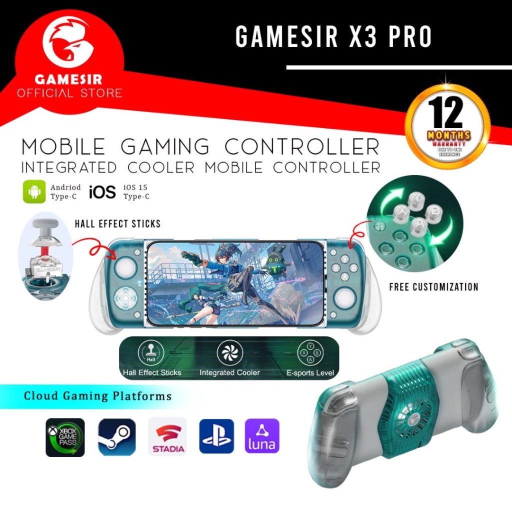 Gamesir X3 Pro คอนโทรลเลอร์สําหรับเล่นเกมมือถือ Android Phone Gamepad iPhone 15 สมาร์ทโฟนประเภท C Ha