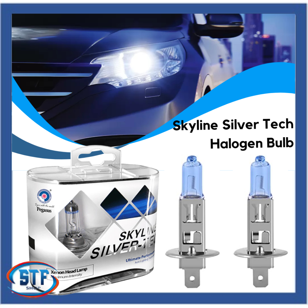 H1 / H3/H4 /H7 /H11/9006 หลอดไฟฮาโลเจนรถยนต์ Skyline Silver-Tec Xenon Head โคมไฟไฟหน้ารถ 6000k Super
