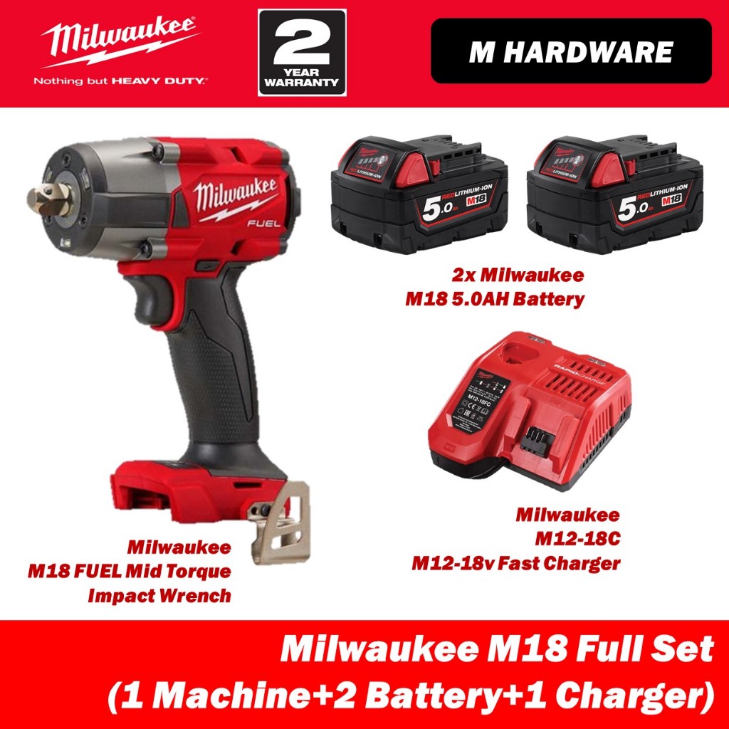 Milwaukee FMTIW2F12 -502X / FMTIW2F12 0-0X0 M18 FUELTM ประแจผลกระทบกลางแรงบิด 1/2