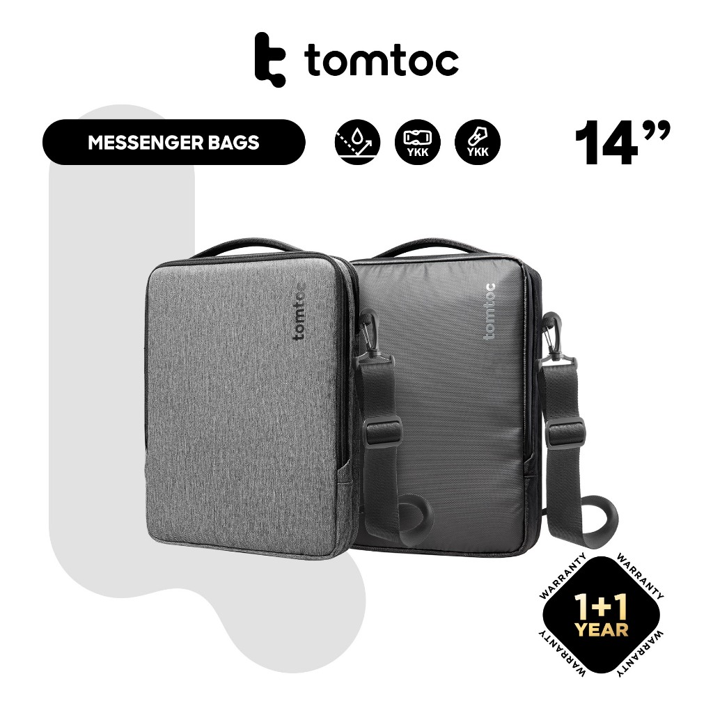 Tomtoc A04 กระเป๋าแล็ปท็อป Messenger 14 นิ้วกระเป๋าแล็ปท็อปกันน้ํากระเป๋าสะพาย - Beg Silang Lelaki