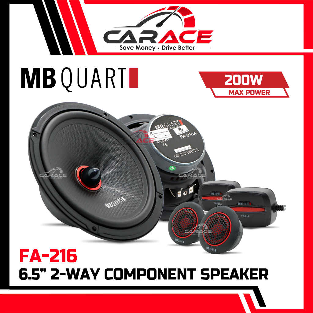 MB Quart 2-Way Component Set ลําโพงติดรถยนต์พร้อมทวีตเตอร์ครอสโอเวอร์ Spk 200W MBQuart FA-216