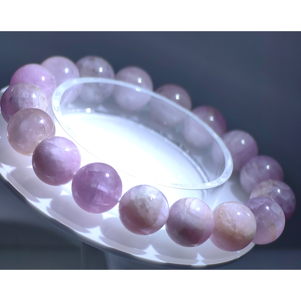 Kristal Semulajadi Kunzite Gelang (Bulat) 5mm-13mm/ สร้อยข้อมือคริสตัลธรรมชาติ Kunzite ธรรมชาติธรรมช