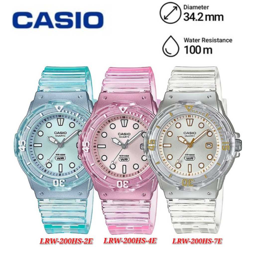 Casio General LRW-200HS นาฬิกาเด็กวงเรซินโปร่งใส - LRW-200
