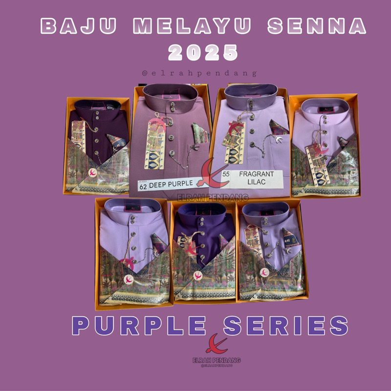 BAJU MELAYU SENNA 2025 BY ELRAH EXCLUSIVE (ชุดสีม่วง)