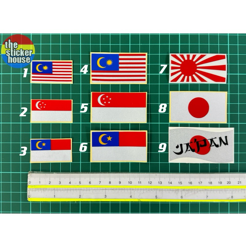 / / MELAKA / JAPAN / JAPAN RISING SUN FLAG สติ๊กเกอร์ฉลากขนาดเล็ก CUTTING OVERLAPPING REFLECTIVE