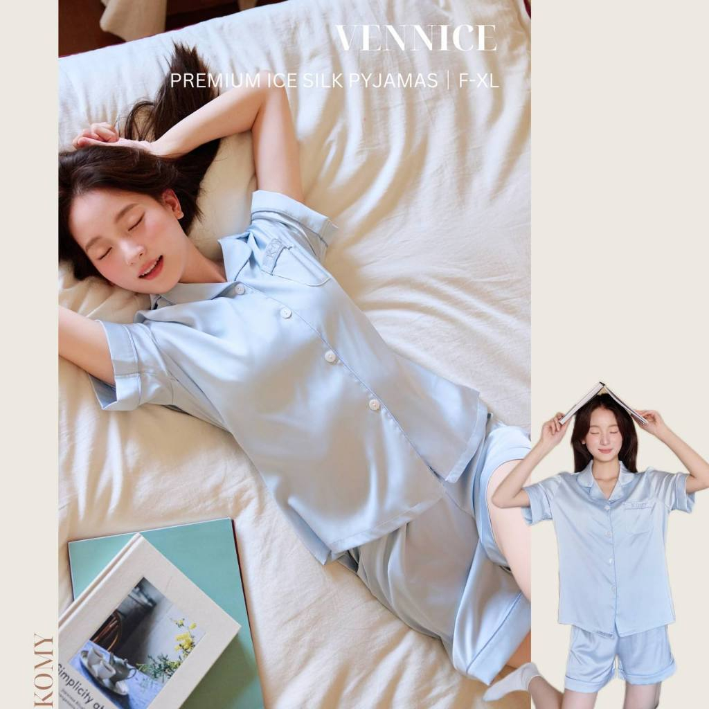 KOMY VENNICE PYJAMAS SET COLLECTION/ ICE SILK PYJAMAS/ SLEEPWEAR/ สไตล์เกาหลี PYJAMAS/ COOL FEELING 