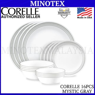 Corelle 16pcs Mystic Gray Dinnerware Set Livingware Dinnerset, Microwave Safe, Break Resistant