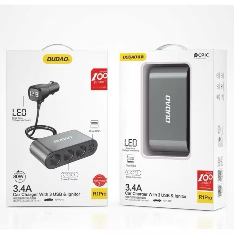 Dudao R1Pro 80W 5 in 1 ที่จุดบุหรี่ในรถยนต์ในรถยนต์ Super Fast Charger