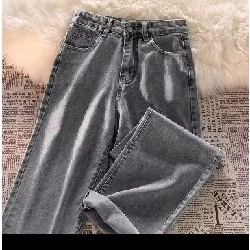 [คุณภาพสูง] ขากว้าง hadid Gigi 5 กระเป๋า Steatch Cut กางเกงยีนส์ [24-36]