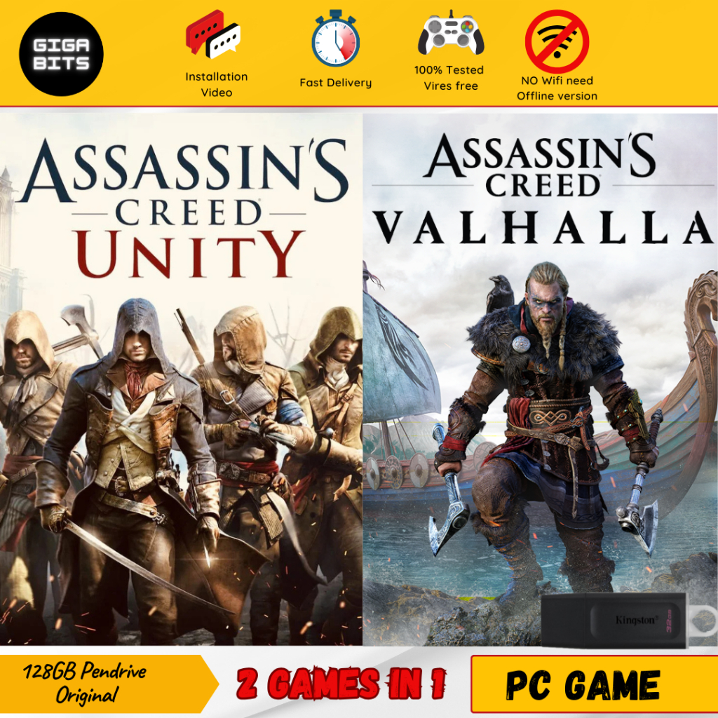 Assassins Creed Valhalla - Assassins Creed - Unity PG Game 128GB ไดรฟ์นิ้วหัวแม่มือ pendrive USB ติด