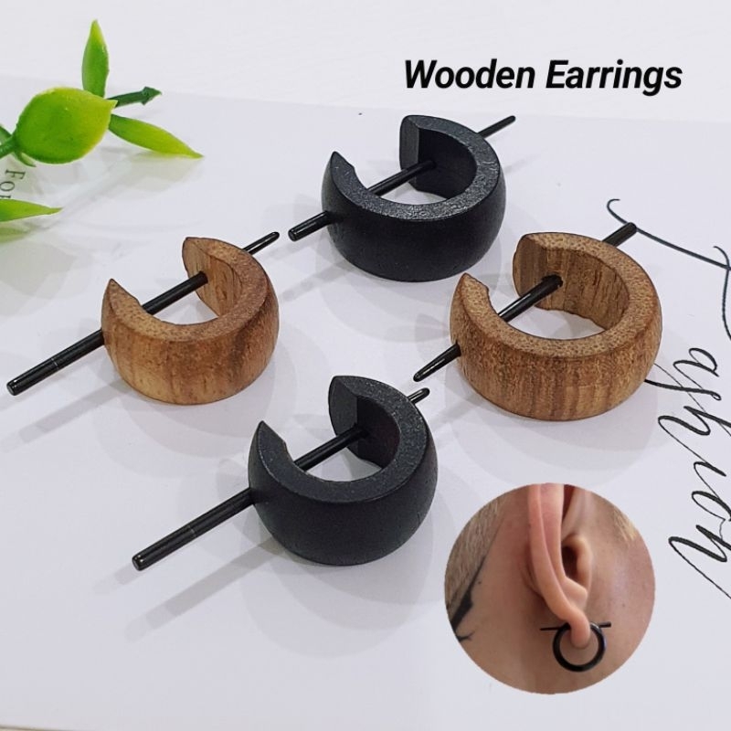 (1PAIR)ต่างหูไม้สําหรับผู้ชายผู้หญิง/Subang kayu