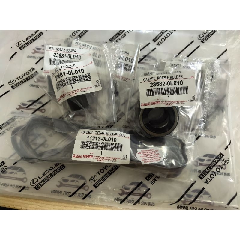 11213-0L010 ซีลปลั๊ก TOYOTA HILUX KUN25 KUN26 HIACE KDH200 23682-0L010 & ฝาครอบวาล์ว GASKET& NOZZLE 