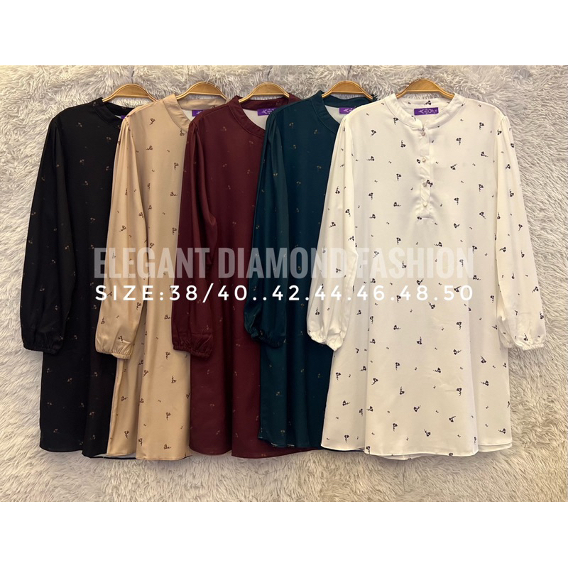 JANNA BLOUSE CORAK FLORAL LABUH MUSLIMAH PLUSSIZE