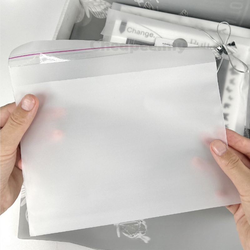 100ชิ้น ทําเอง บรรจุภัณฑ์ถุงกาวในตัว [ลูกไม้สีขาว-ลวดลาย/มีน้ําค้างแข็ง] 礼品包装自粘袋 [白色丝/时尚白色บด]