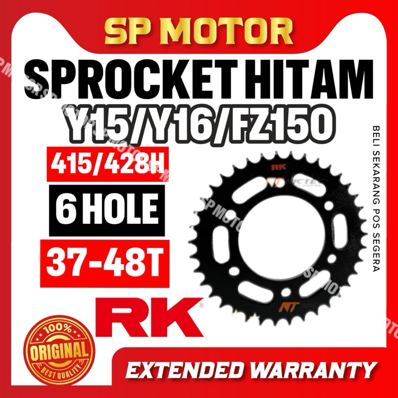 100% RK LC135 Y15ZR Y16ZR 415 428 SPROCKET HITAM SPOKET ( 6 LUBANG) SPOKET LC 4S 5S Y15 SPOCKET BELA