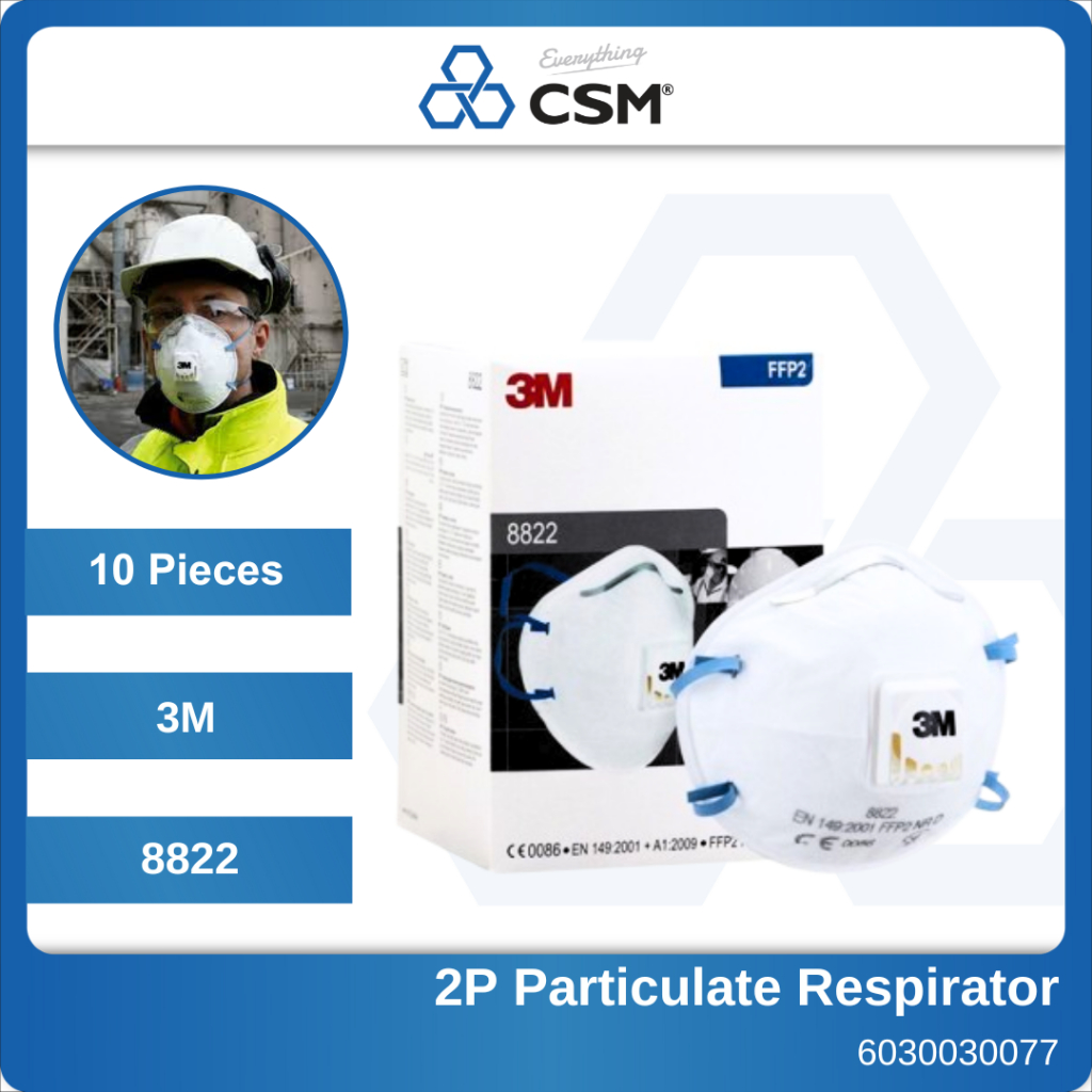 3m Safety Mask Protection รุ่น 3M 8822 พร้อมวาล์วเพื่อความสบาย 10 ชิ้น